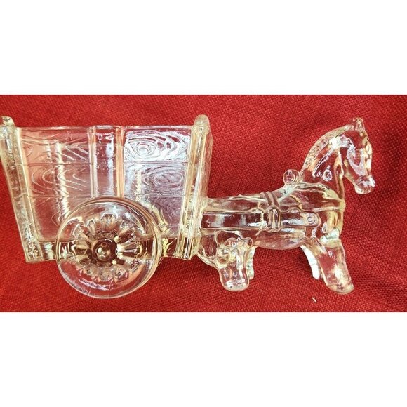 Vintage Large Jeannette Glass Candy Dish, Horse and Cart, - Picture 8 of 16